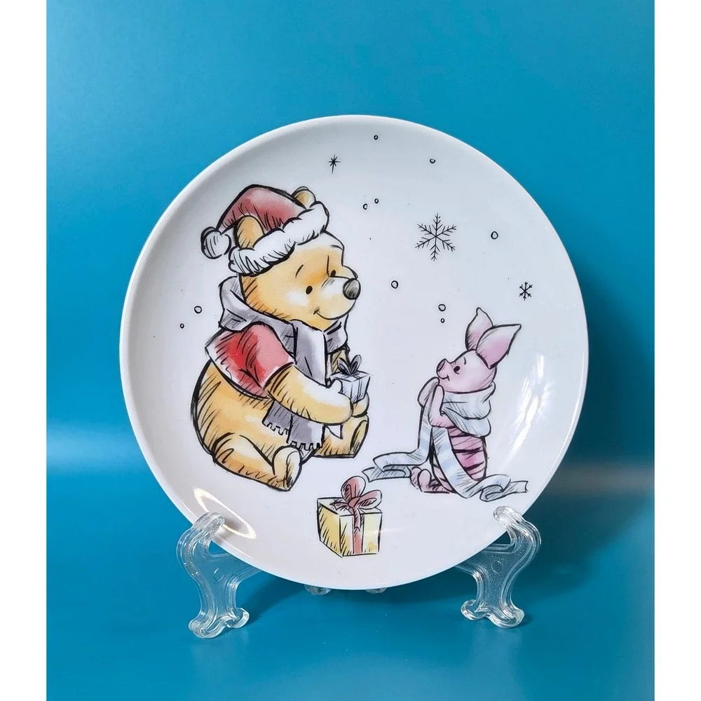 Disney Winnie the Pooh Christmas Dessert Plate Set 4pc Holiday